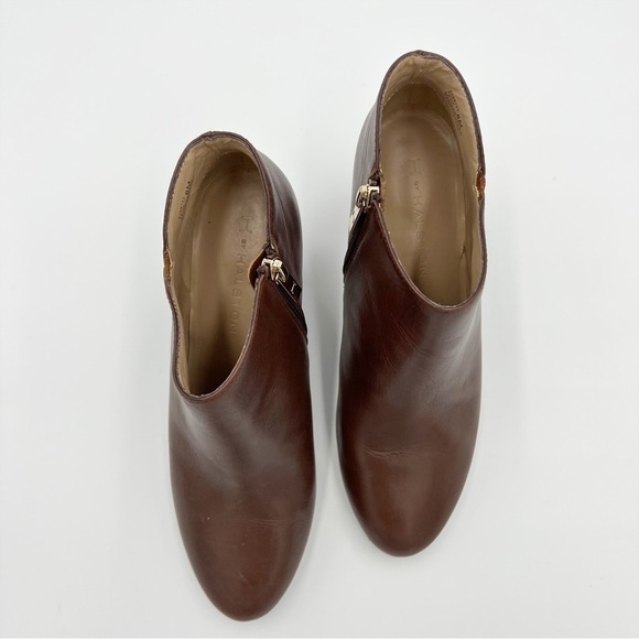 H by Halston "Anna" Brown Leather Western Ankle Booties - Picture 8 of 9